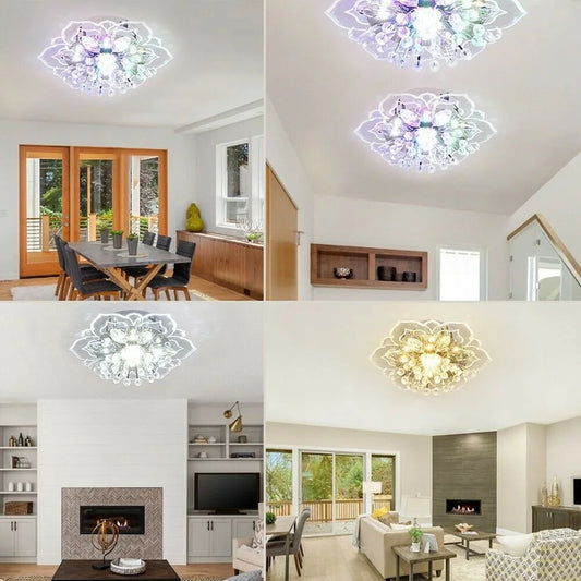 Creative LED Crystal Flower Chandelier for Living Room Bedroom Kitchen