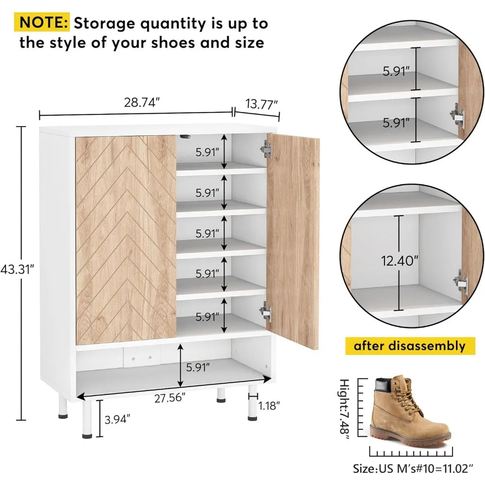 Shoe Cabinet 18 Pair Rack Organizer 6-Tier Storage for Entryway Closet