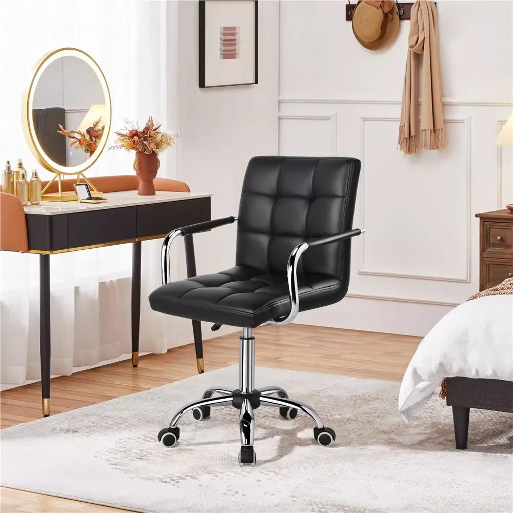 Ljustra Office Desk Chair PU Leather Swivel Makeup Chair with Wheels
