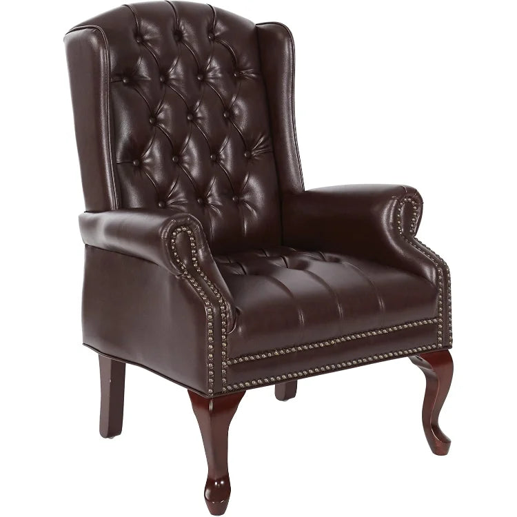 TEX Traditional Queen Anne Style Chair Thick Padded Seat Lumbar Support