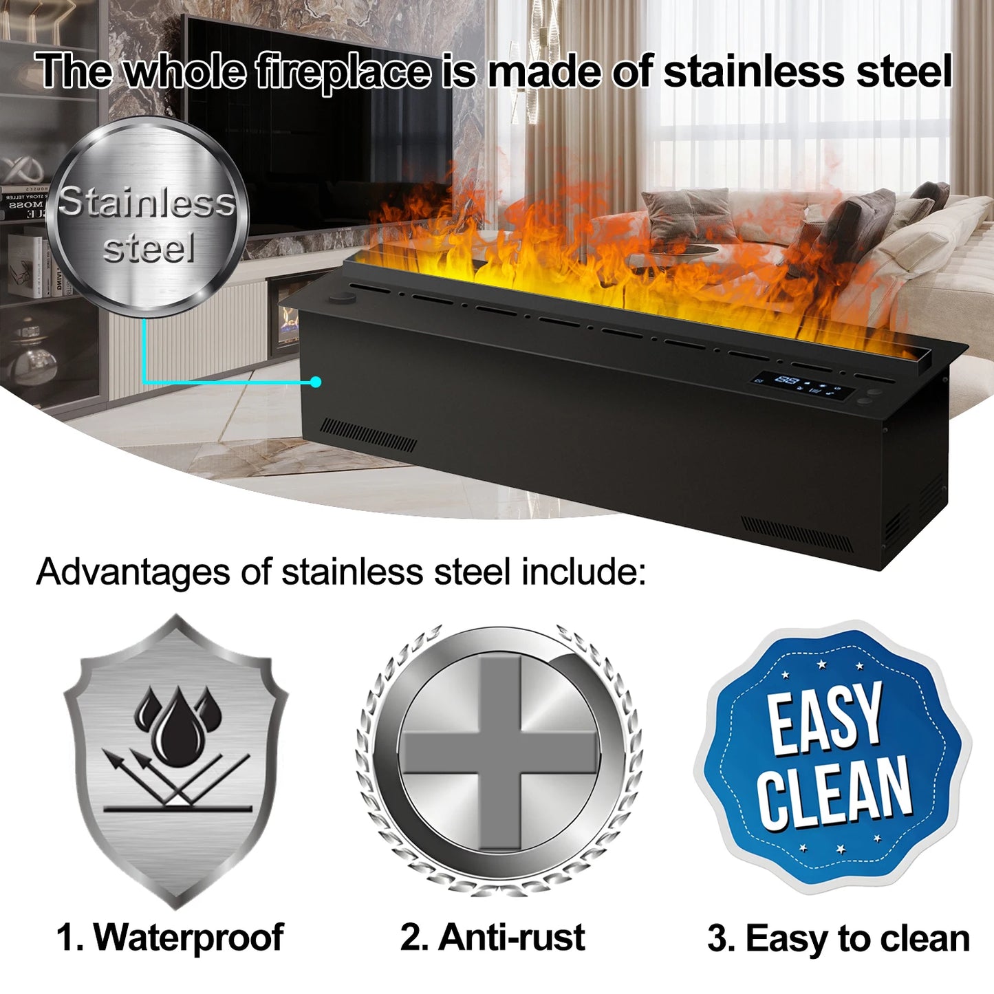 Ljustra Water Vapor Fireplace Humidifier Decorative Flame TV Stand