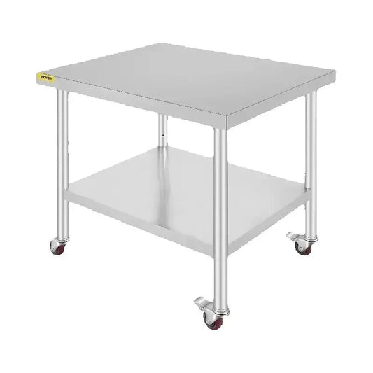 SucceBuy Stainless Steel Kitchen Prep Table with Caster Wheels 352 lbs Load
