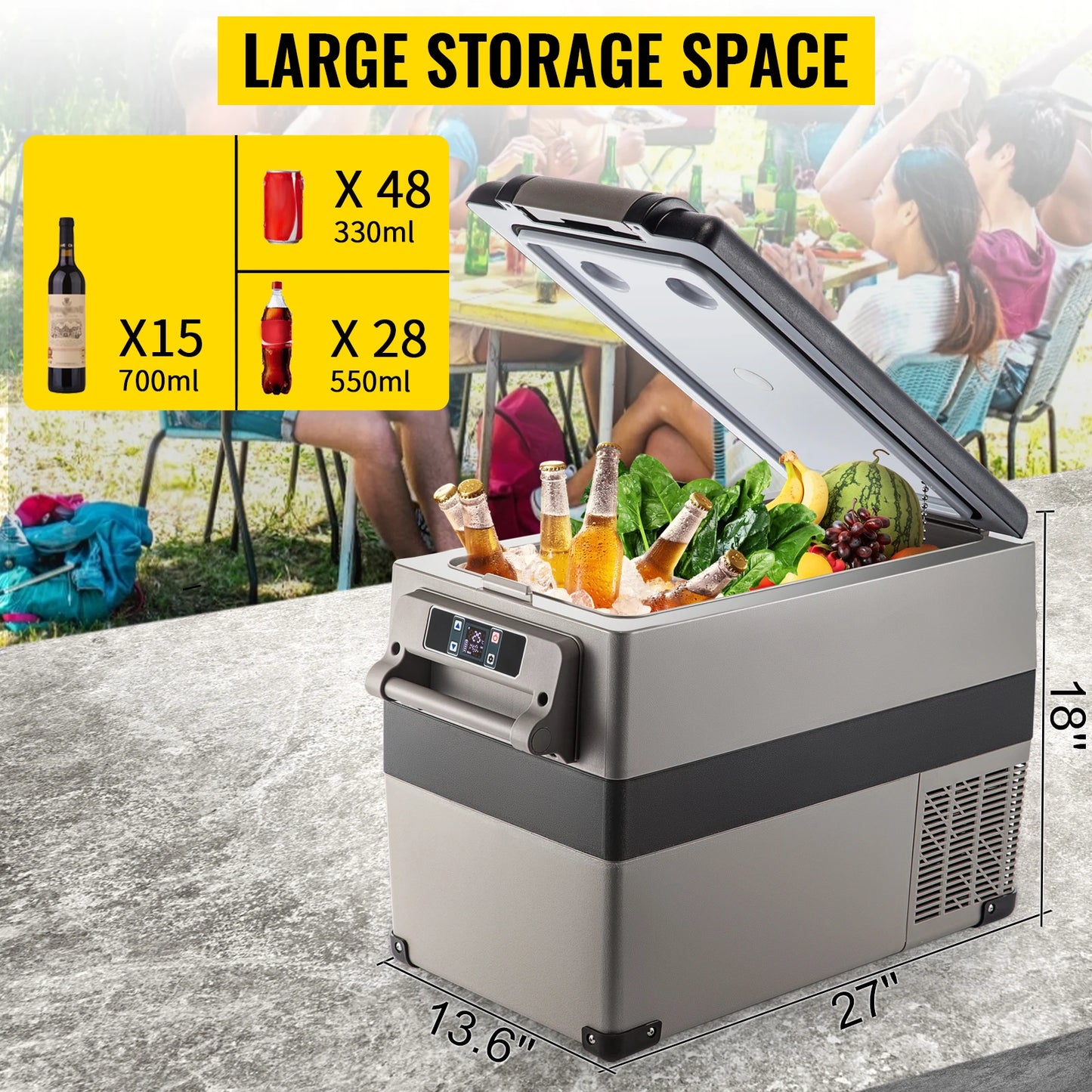 Ljustra Portable Car Refrigerator 20L 22L 35L 45L 55L Freezer for Camping