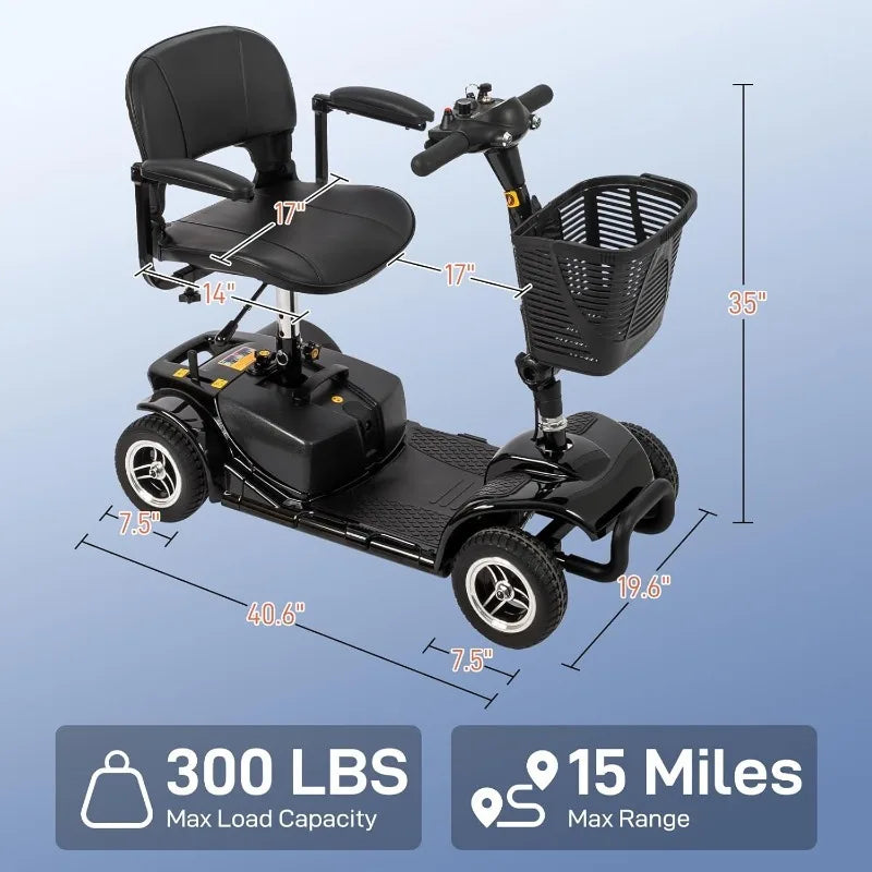 4 Wheel Mobility Scooter Foldable Electric Scooter for Seniors Adults