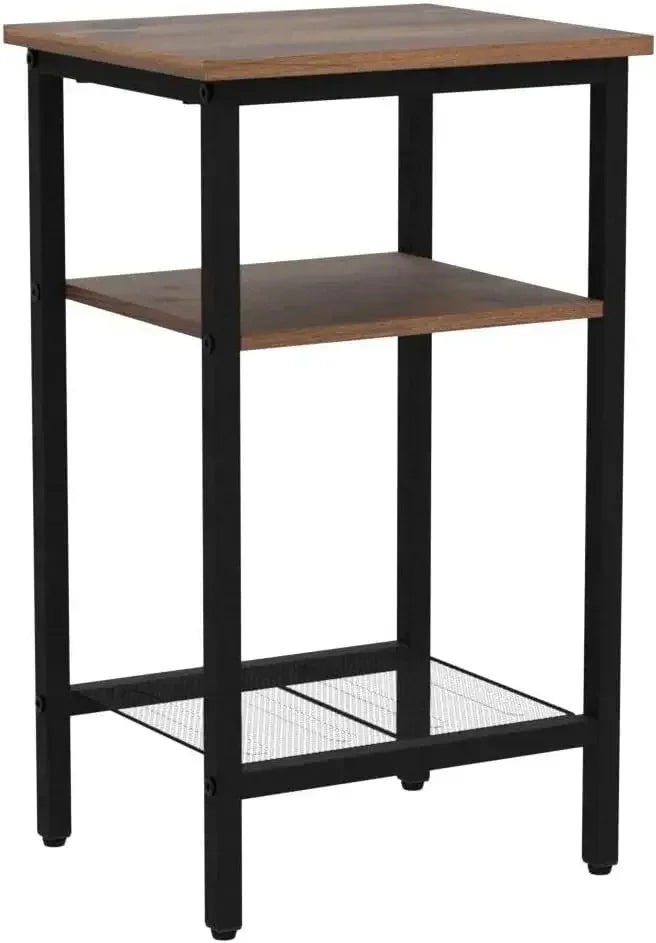 End Table Set of 2 Nightstands 3-Tier Steel Frame Easy Assembly
