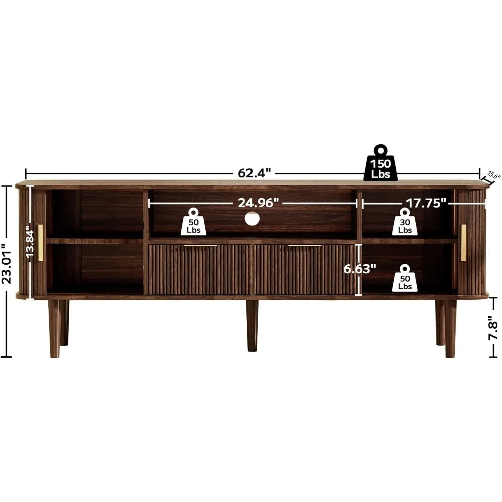 Ljustra Mid Century Modern 62.4 Inch TV Stand Media Console Table