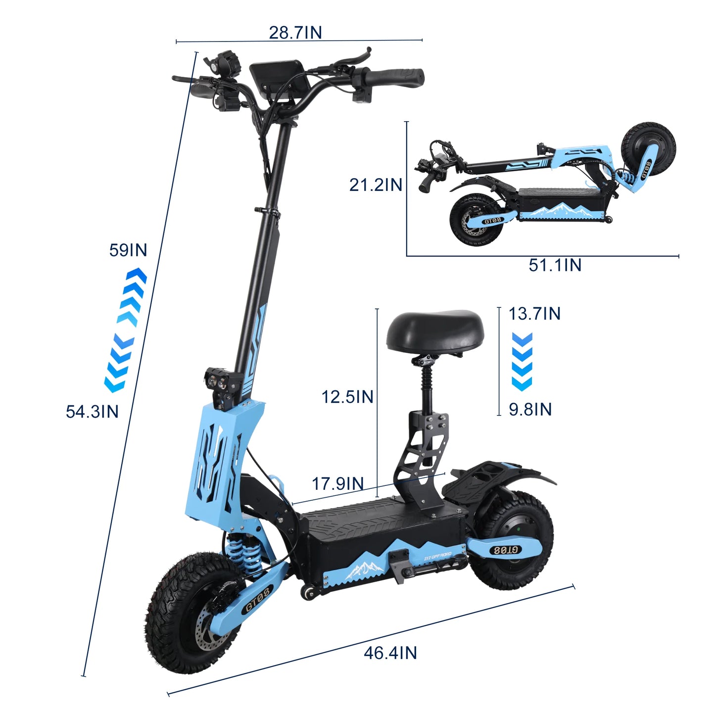 Ljustra GT08 Electric Scooter 5600W Dual Motor 46MPH 46Miles Off-Road