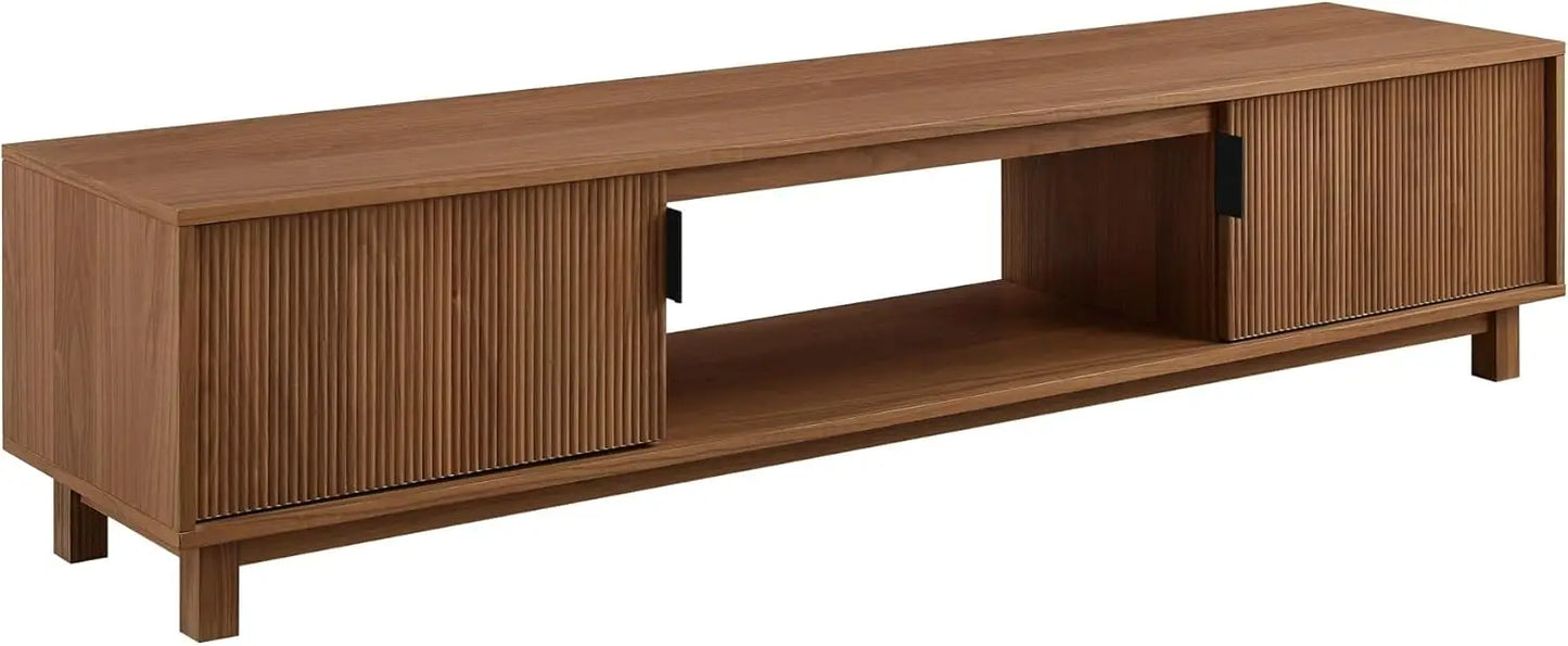 Modern Fluted-Door TV Stand for TVs up to 80 Inches 70x15.75x16 Mocha