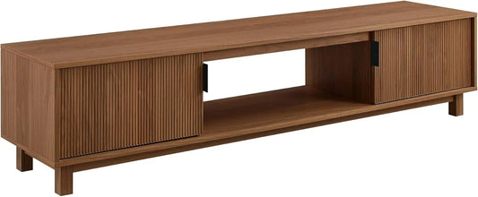 Modern Fluted-Door TV Stand for TVs up to 80 Inches 70x15.75x16 Mocha