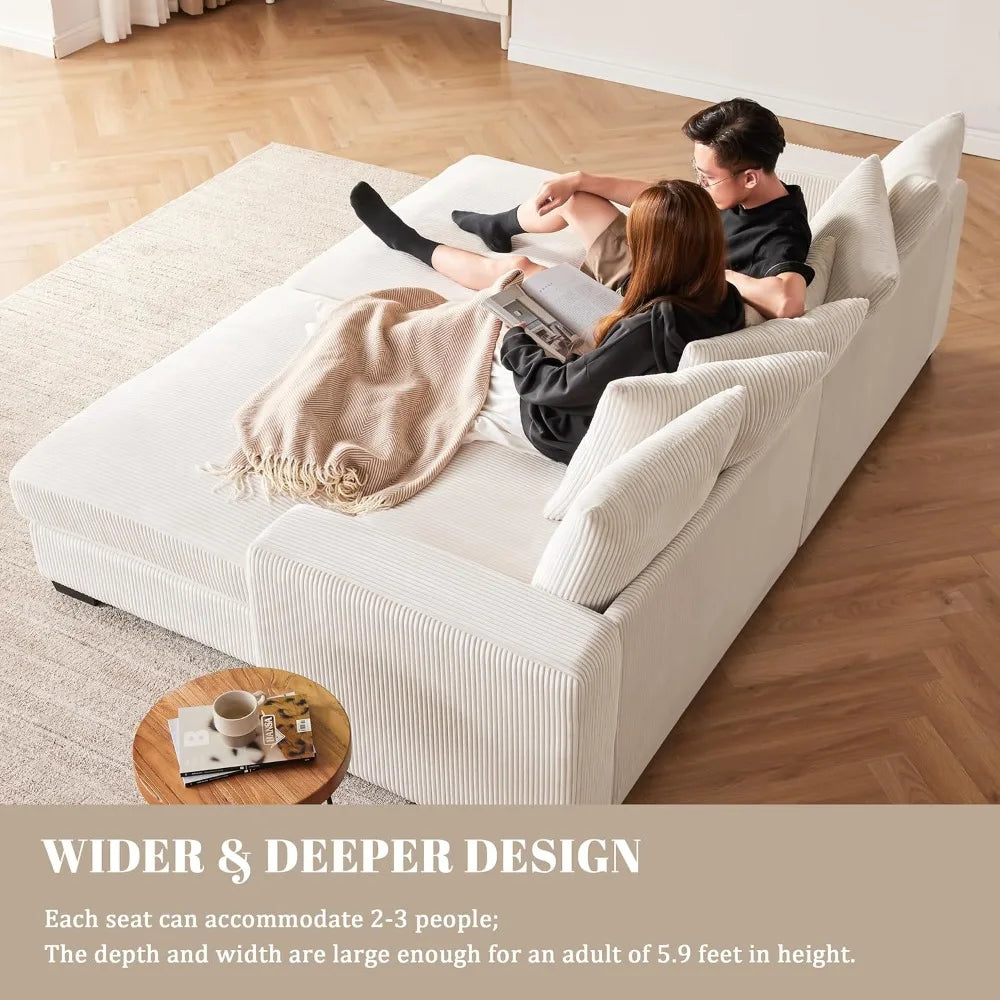 Ljustra Comfy L-Shaped Deep Seat Sectional Sofa 101.6" Modern Furniture