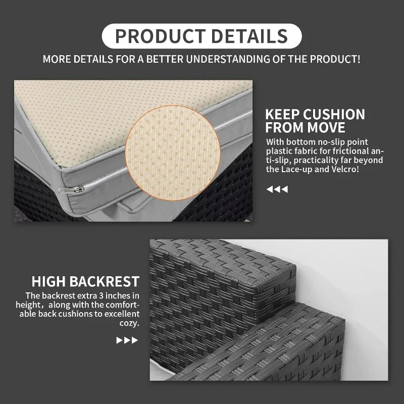 Ljustra 7 Piece Rattan Patio Furniture Set Sectional Couch Storage Table