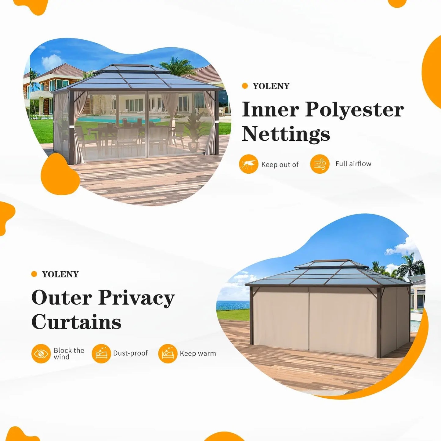 10x13 Hardtop Gazebo Outdoor Polycarbonate Canopy Aluminum Frame Pavilion