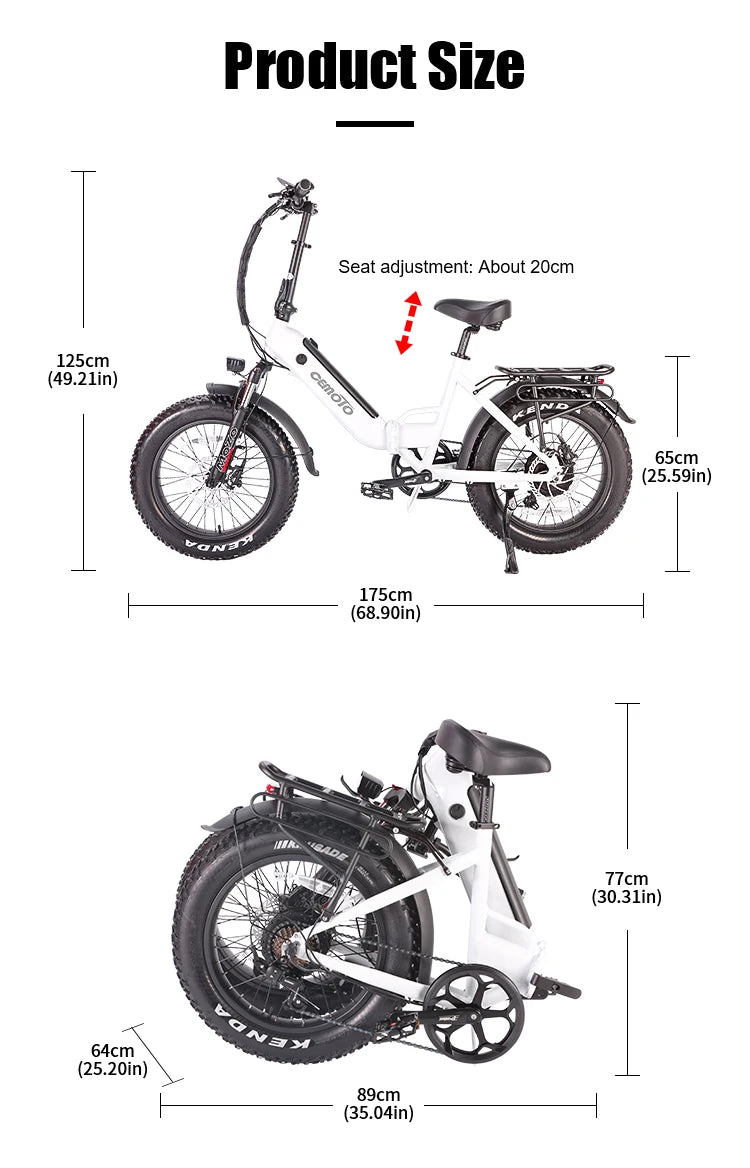 Outdoor Foldable Ebike 48V 750W Fat Tire Urban Commuter
