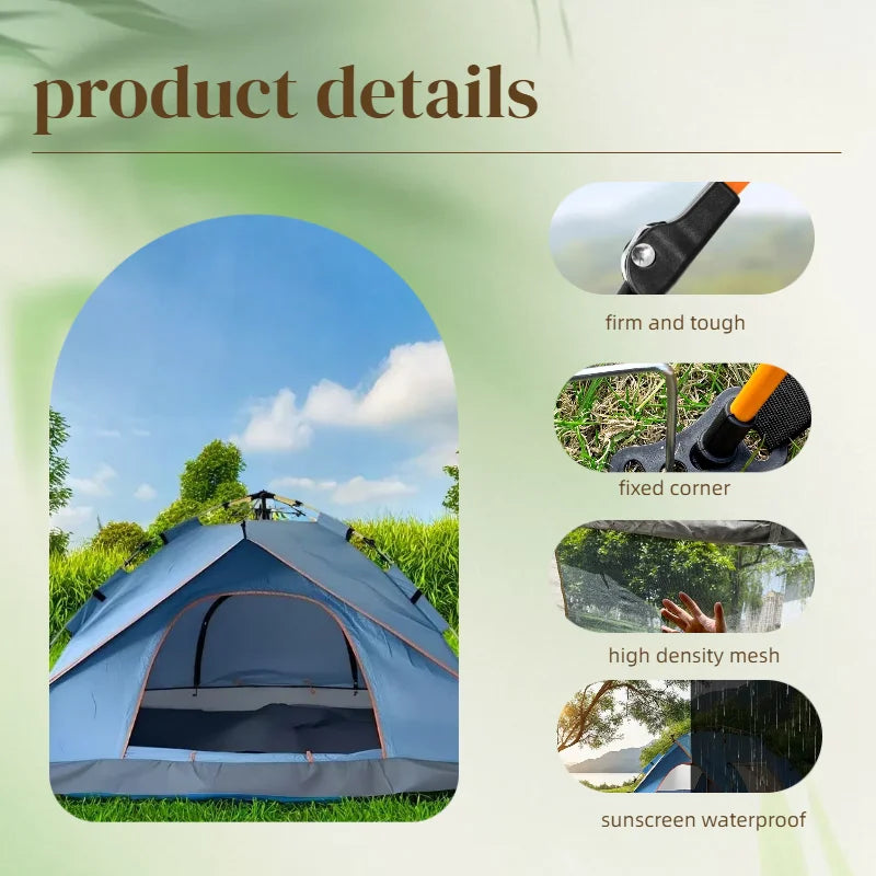 Extra Large 2-4 Person Lightweight Family Tent Quick Setup Picnic