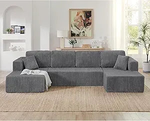 Ljustra Cloud Couch Sectional Modular Sofa 107" Comfy L Shaped Black