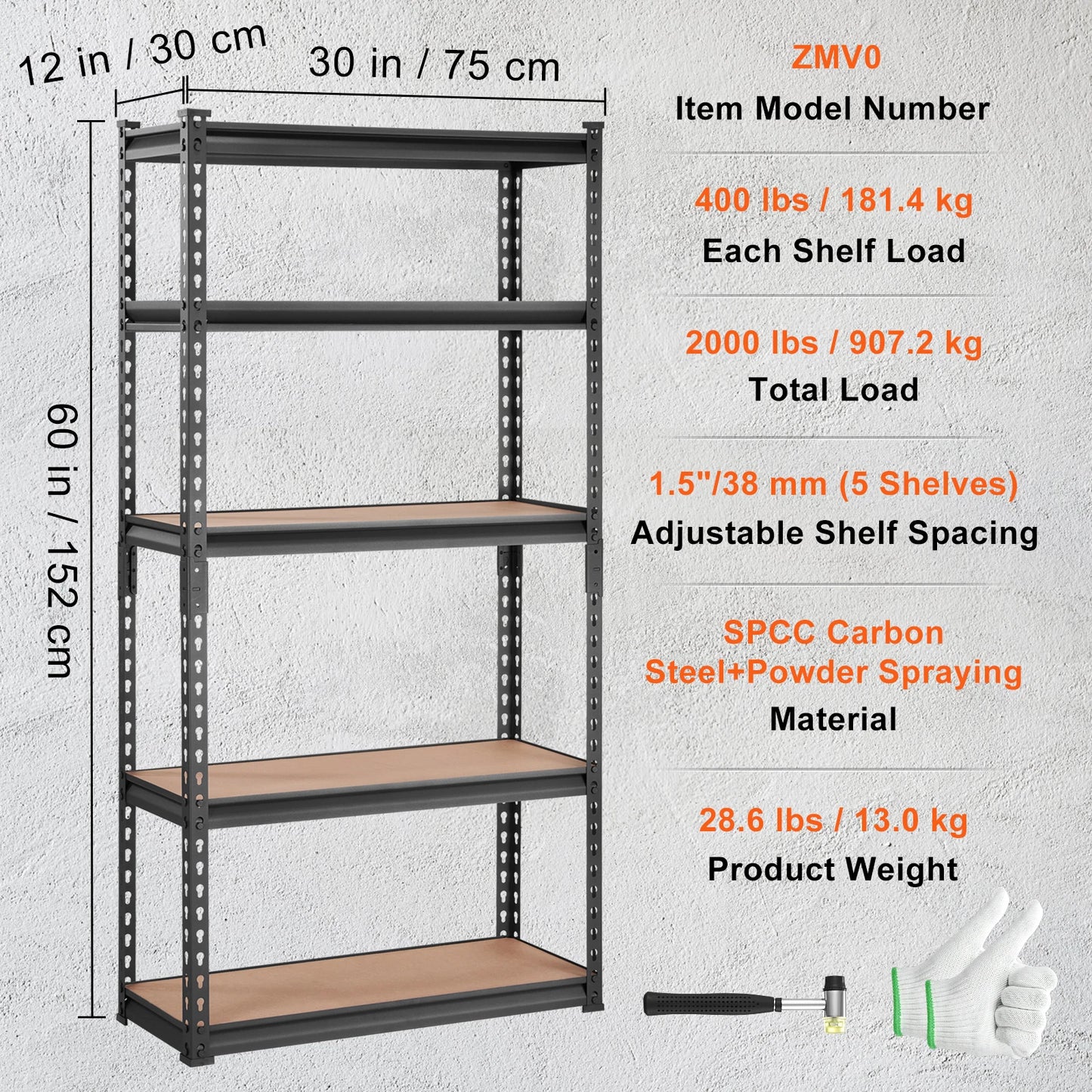 Ljustra Heavy Duty 5 Layer Storage Shelving Unit Metal Rack Organizer
