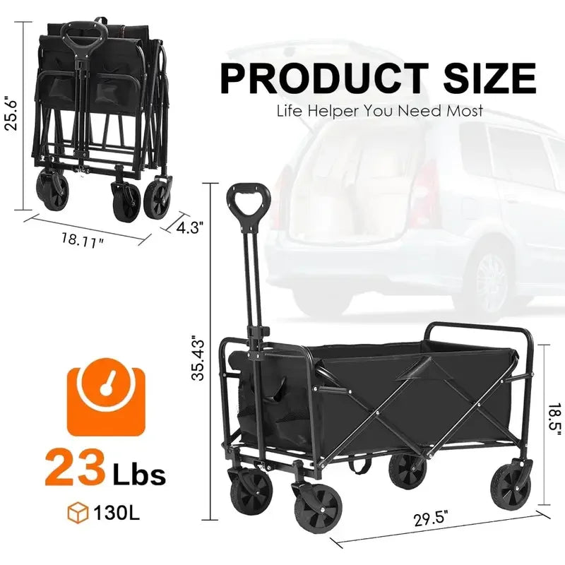 Heavy Duty Foldable Utility Garden Wagon 330 450LB Portable Cargo Cart