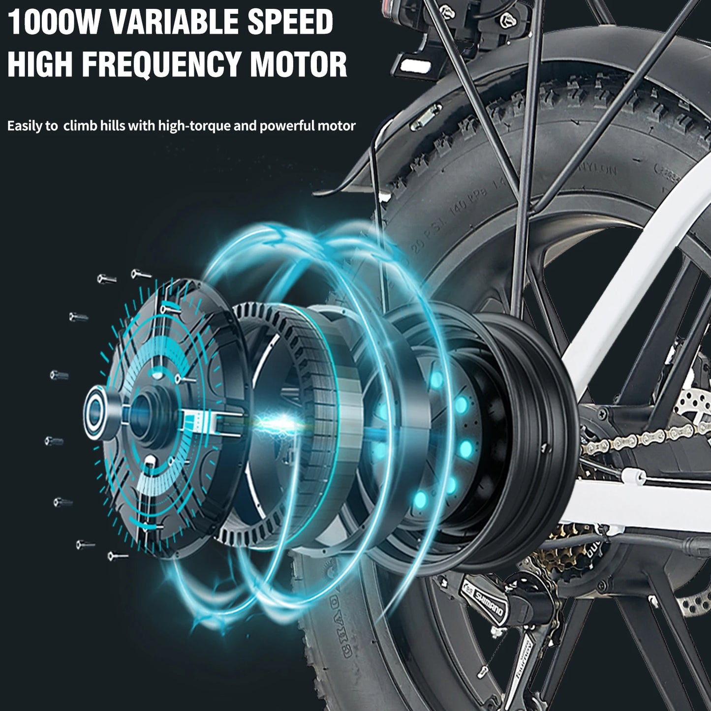 Ljustra Kickwey L20 Foldable Electric Bicycle 1000W 20 Inch Fat Tire E-Bike