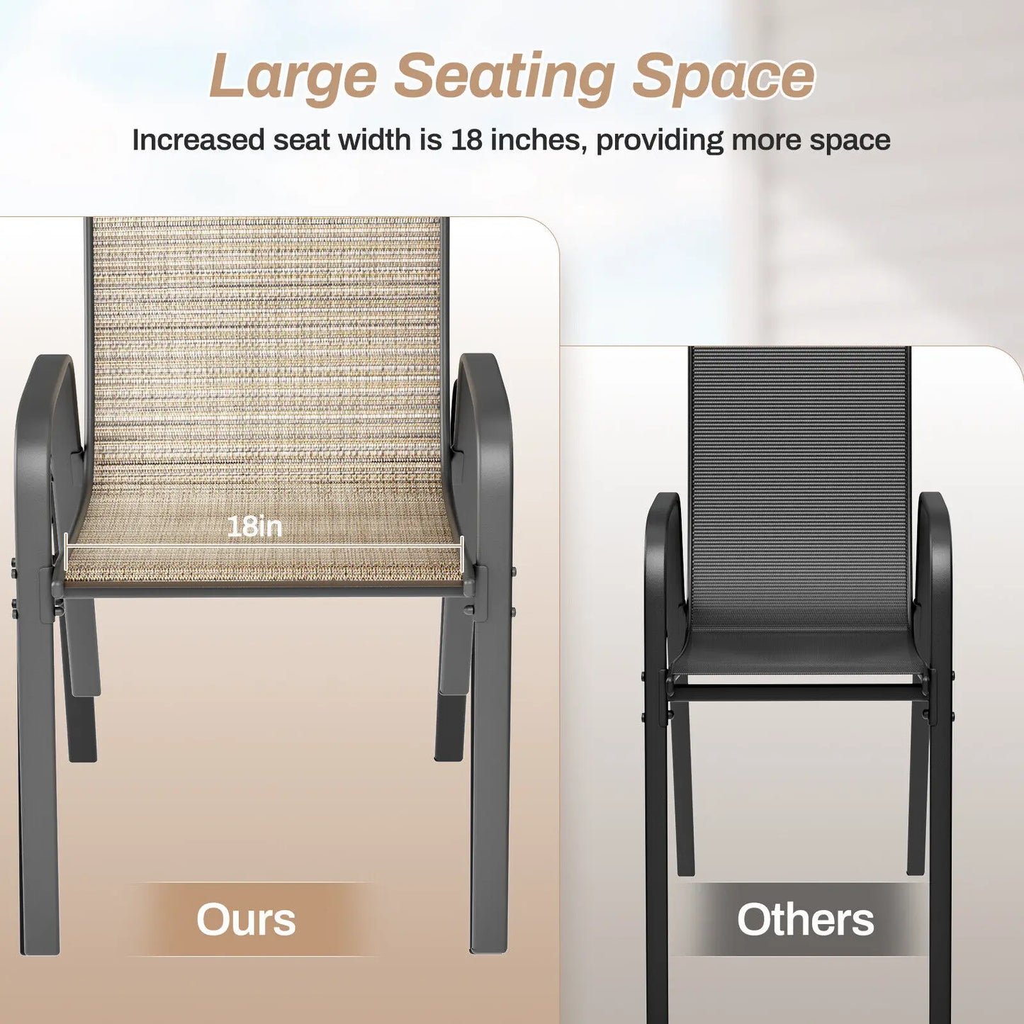 Metal Stackable Outdoor Dining Chairs Set of 4 for Patio Garden