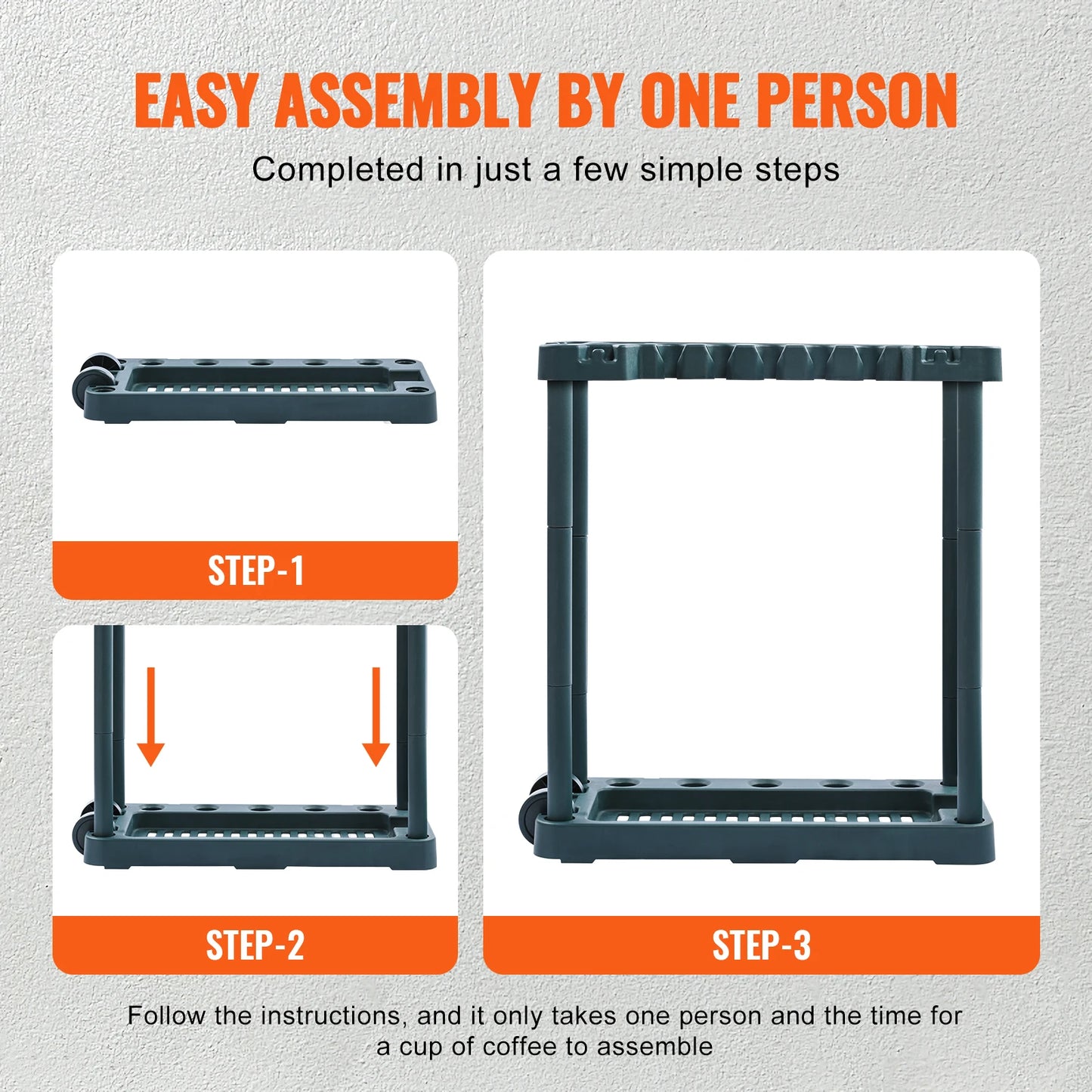 Ljustra 10 Slot Garden Tool Organizer Rack Storage Stand for Garage