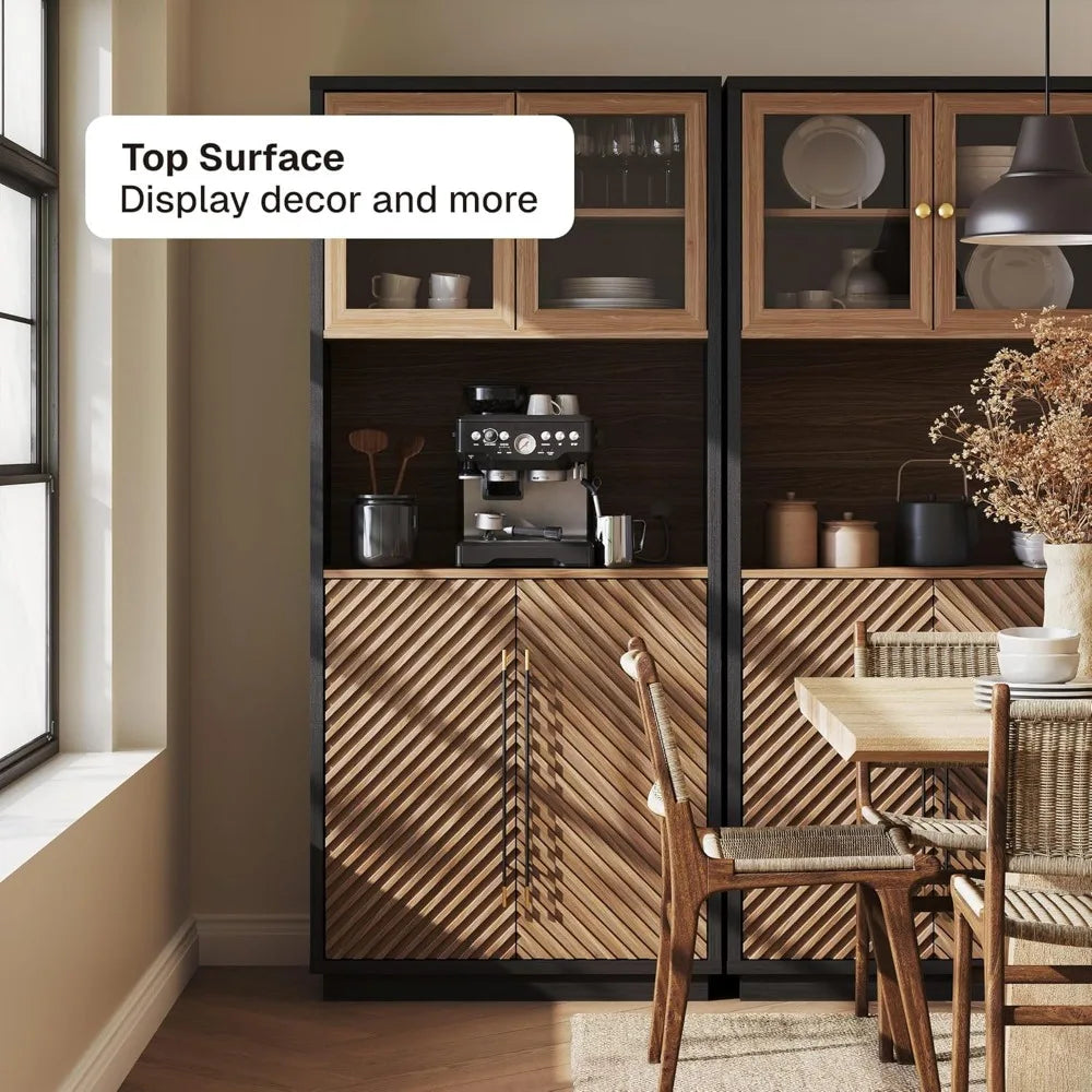 Tall Kitchen Pantry Cabinet Freestanding Hutch Adjustable Shelves Storage