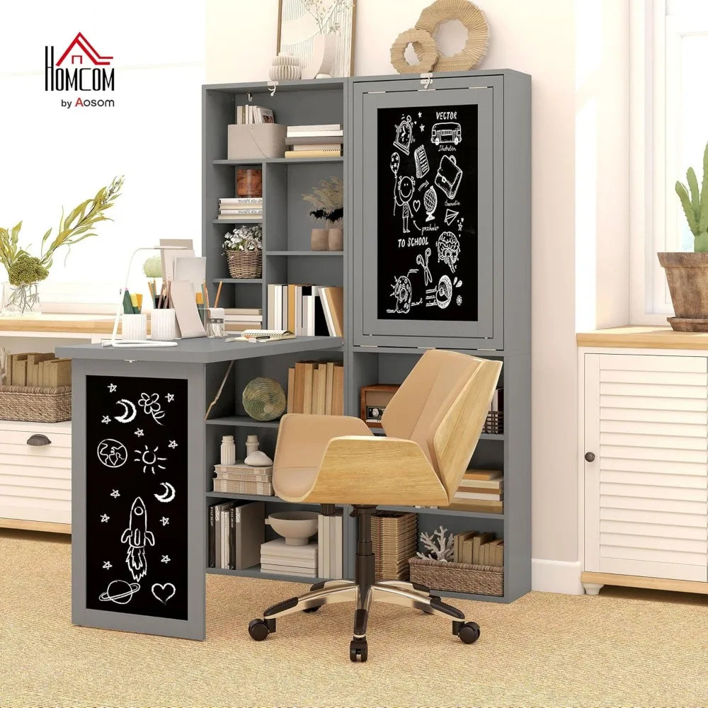 Fold-Out Convertible Writing Table Wall Mount Desk Cabinet Home Office