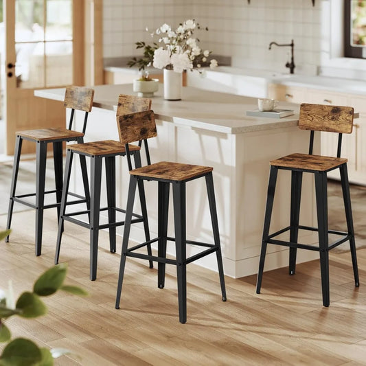 Set of 4 Bar Stools Industrial Bar Height Stools Kitchen Dining Chairs
