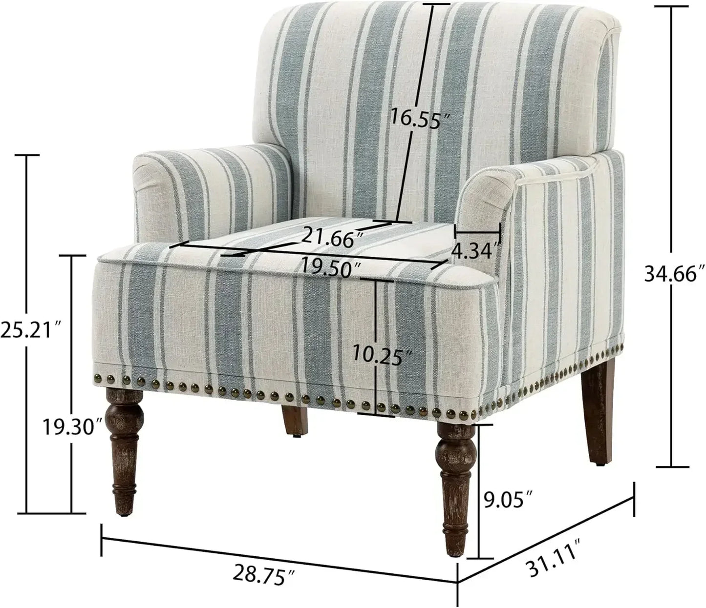 Stripe Accent Chairs Set of 2 Modern Armchair Living Room Furniture