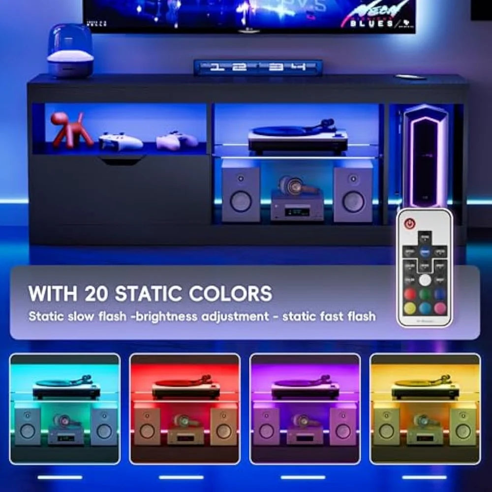 LED TV Stand Mount for 65 inch Modern Entertainment Center with Storage