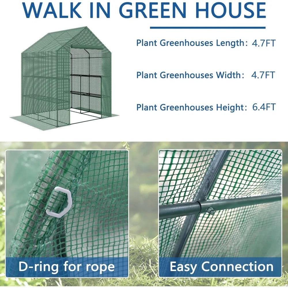 Heavy Duty Walk-in Greenhouse with Irrigation System for Outdoor Gardening