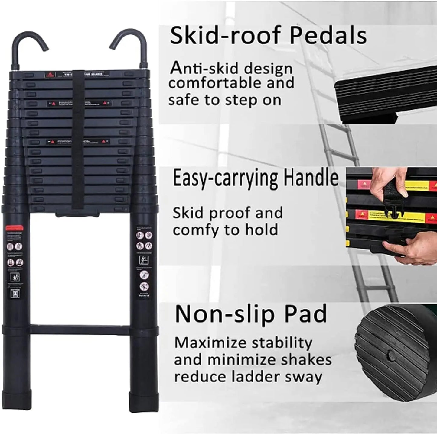 6.2M Heavy Duty Telescopic Ladder Indoor Outdoor Multi-Purpose Use