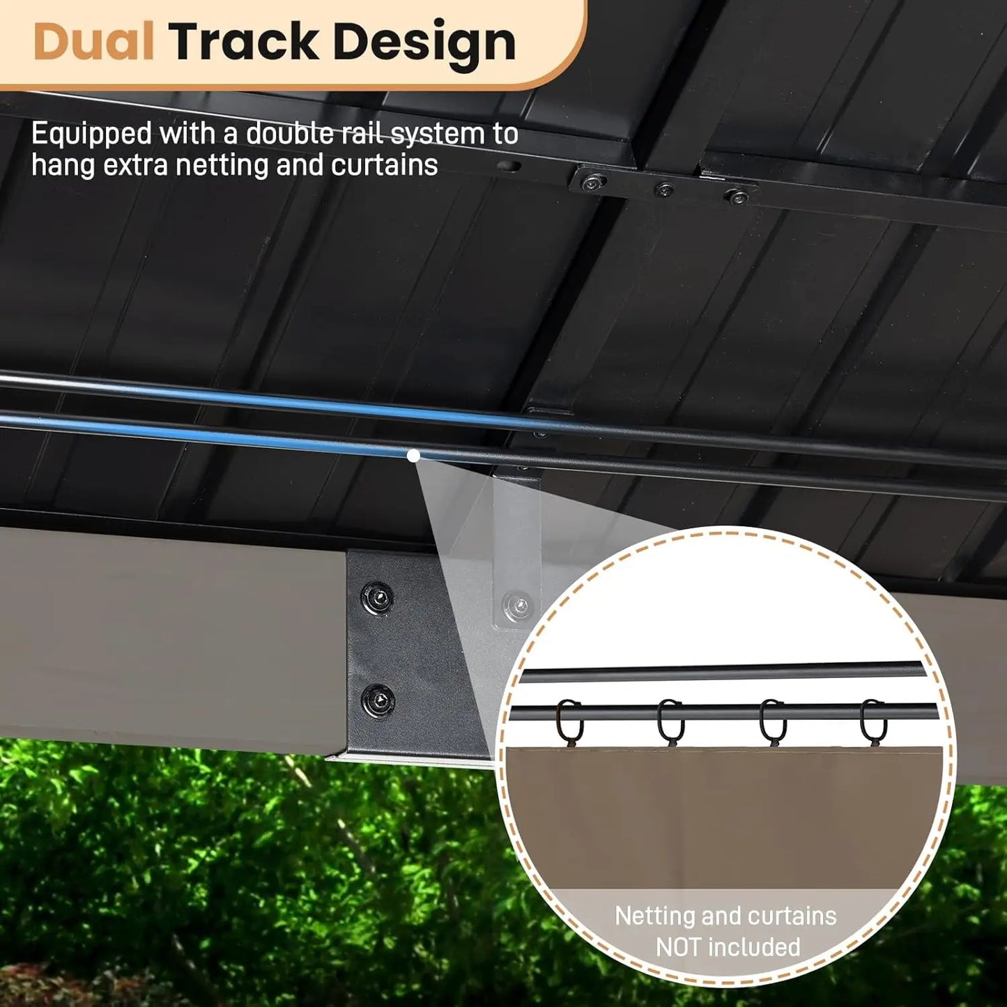 12x14 Ft Wooden Gazebo with Metal Roof and Charging Socket for Patio