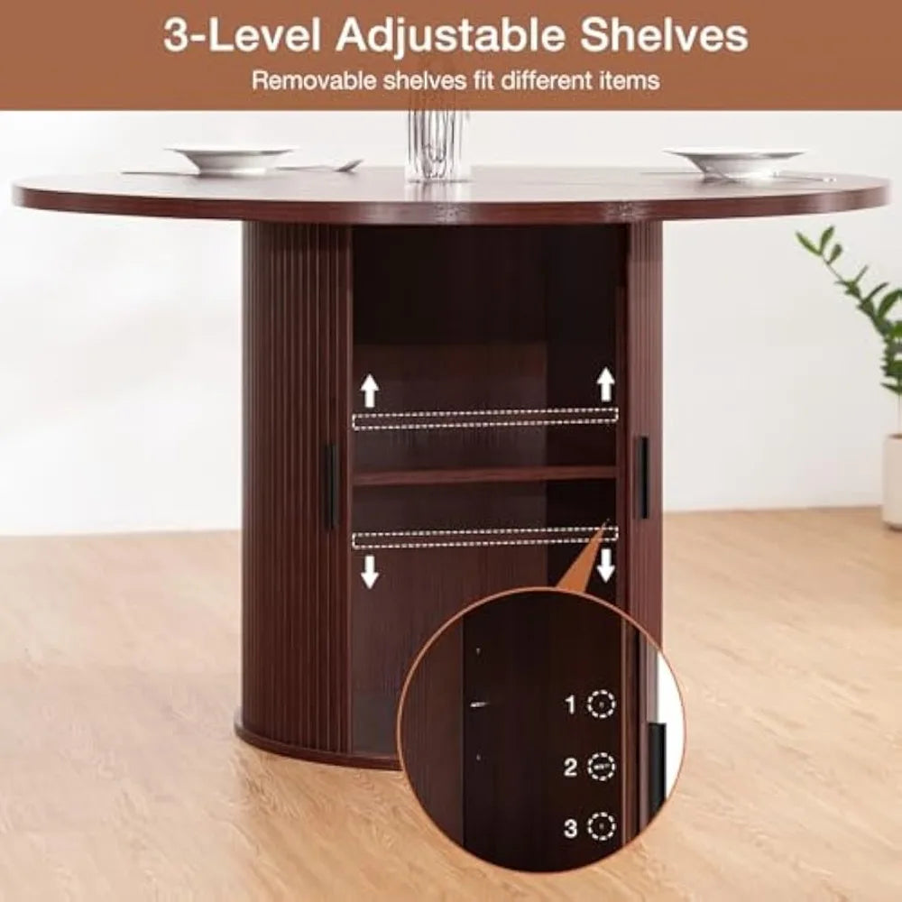 48 Inch Round Dining Table with Storage for 4 Modern Kitchen Furniture