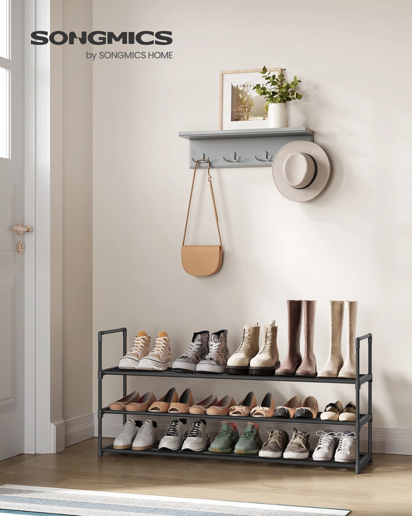 Ljustra 3 Tier Shoe Rack Organizer Metal Storage for 18 Pairs of Shoes