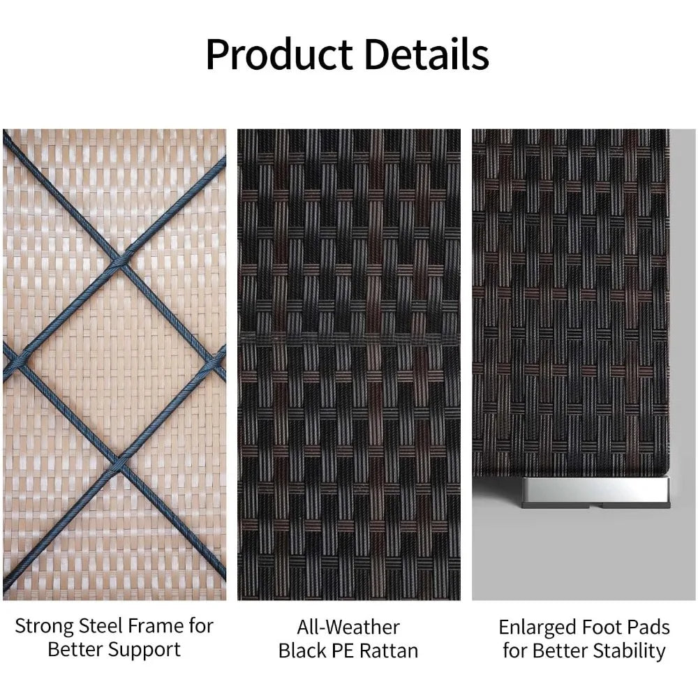 5 Pieces Patio Furniture Set All Weather Outdoor Wicker Sectional Grey