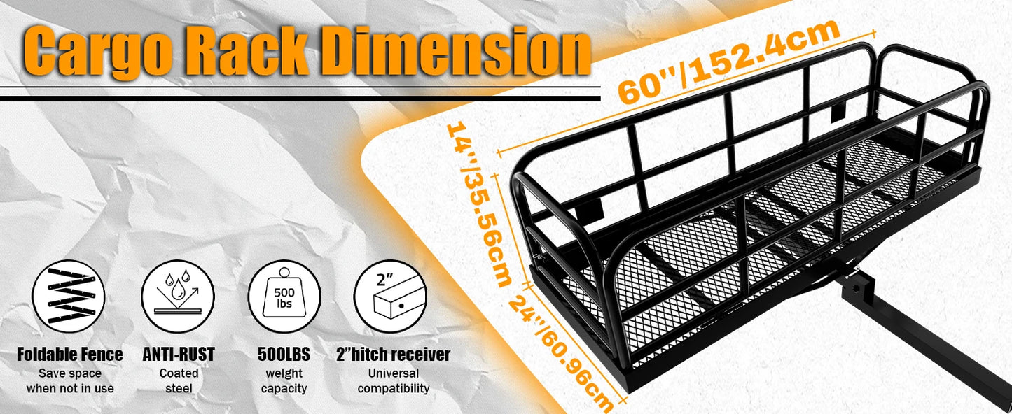 Heavy Duty Trailer Hitch Cargo Carrier Rack 500lbs Waterproof Bag