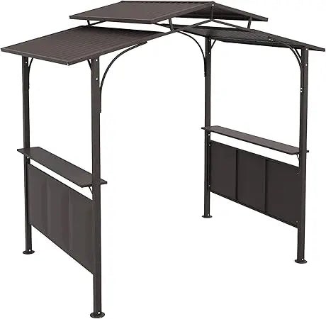 8x5 BBQ Grill Gazebo Outdoor Canopy with Side Shelves and Steel Frame