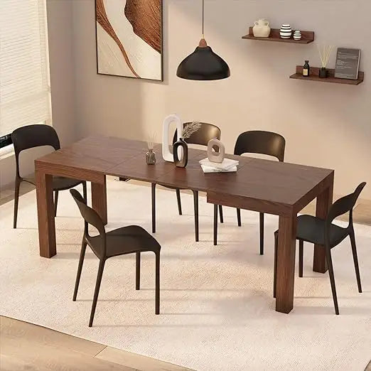 Ljustra Extendable Dining Table 47 to 79 Inch Modern Grey Concrete Effect