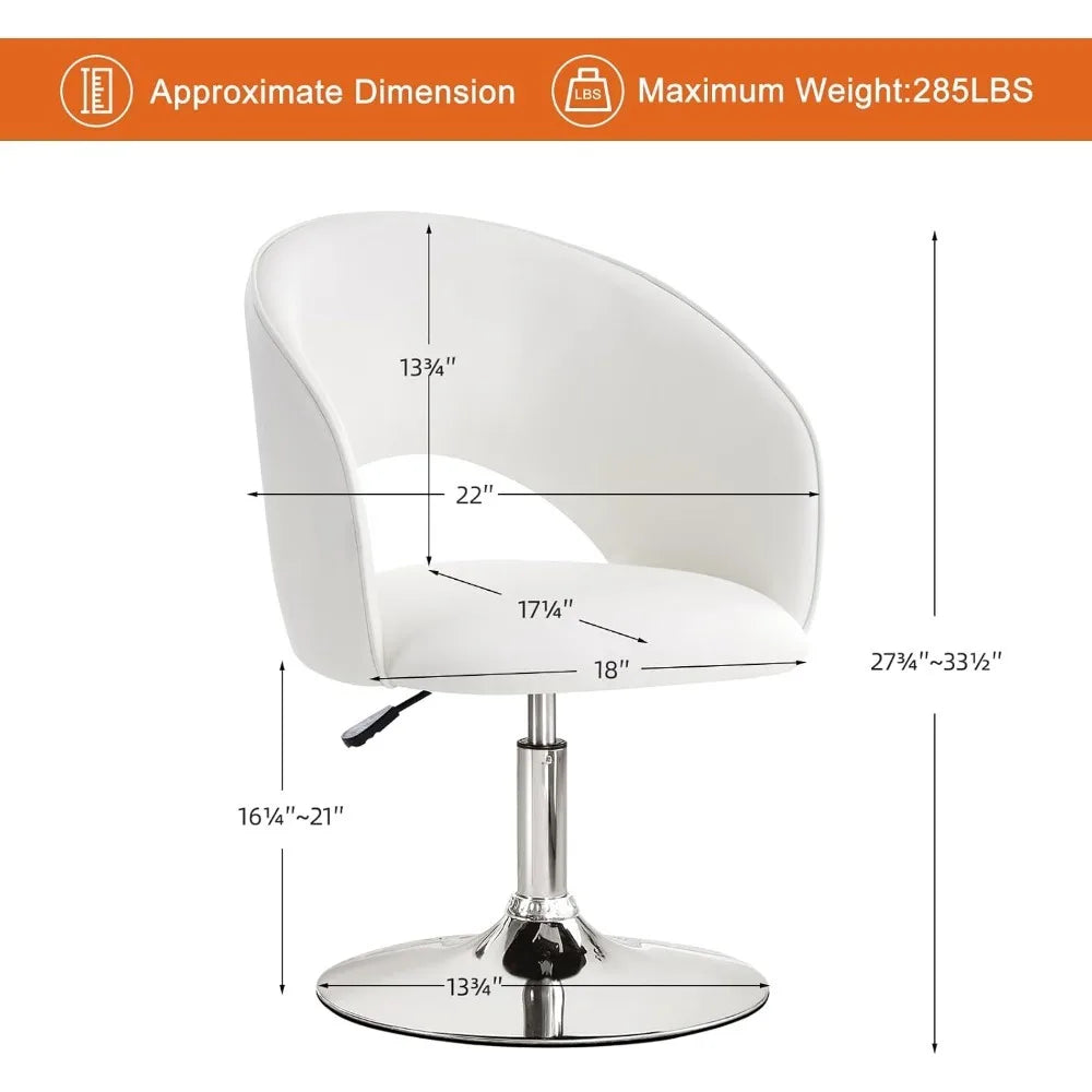 Vanity Chair PU Leather Swivel Accent Chair Adjustable Height Makeup Chair