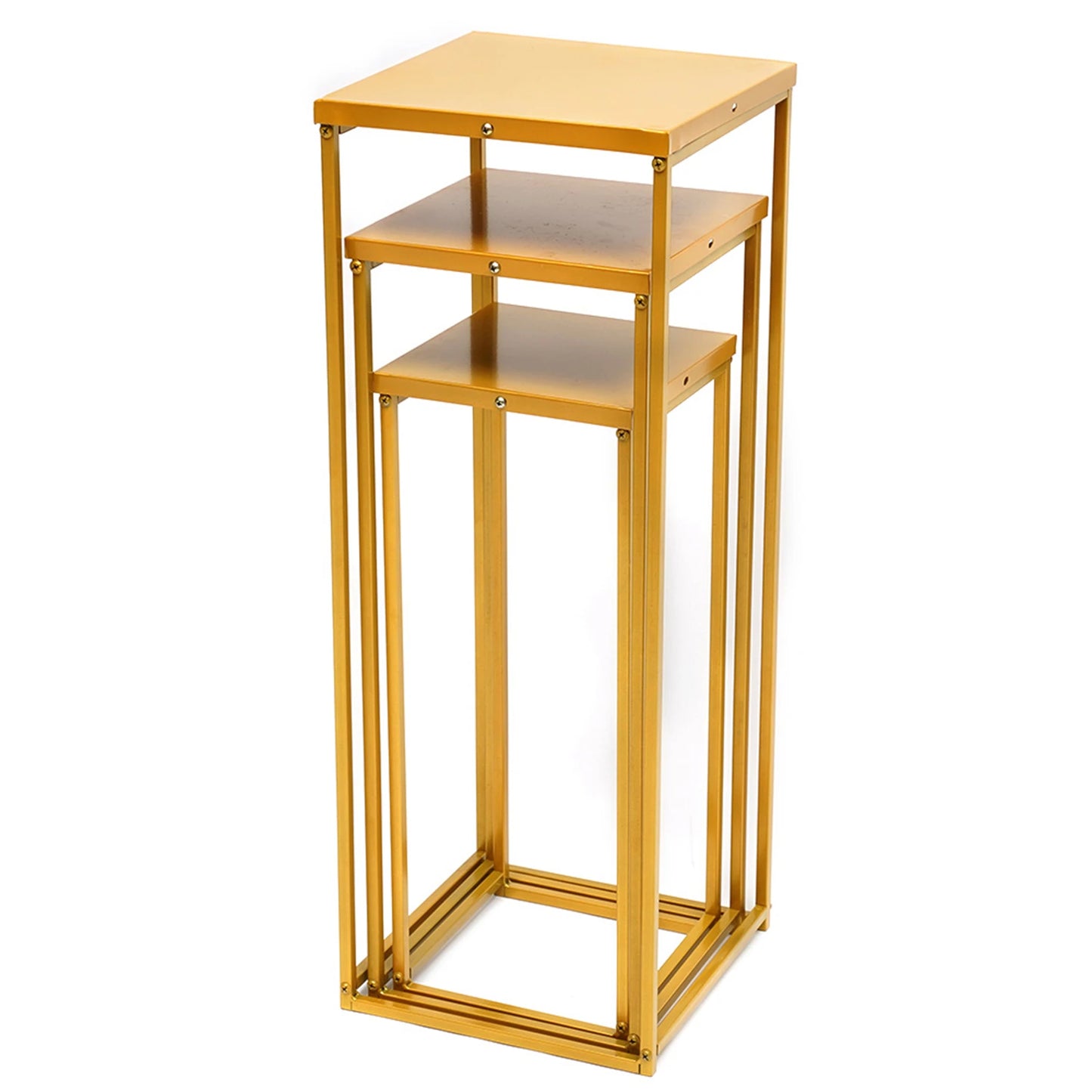 Set of 3 Metal Square Flower Stands Plant Holders for Home Wedding Decor