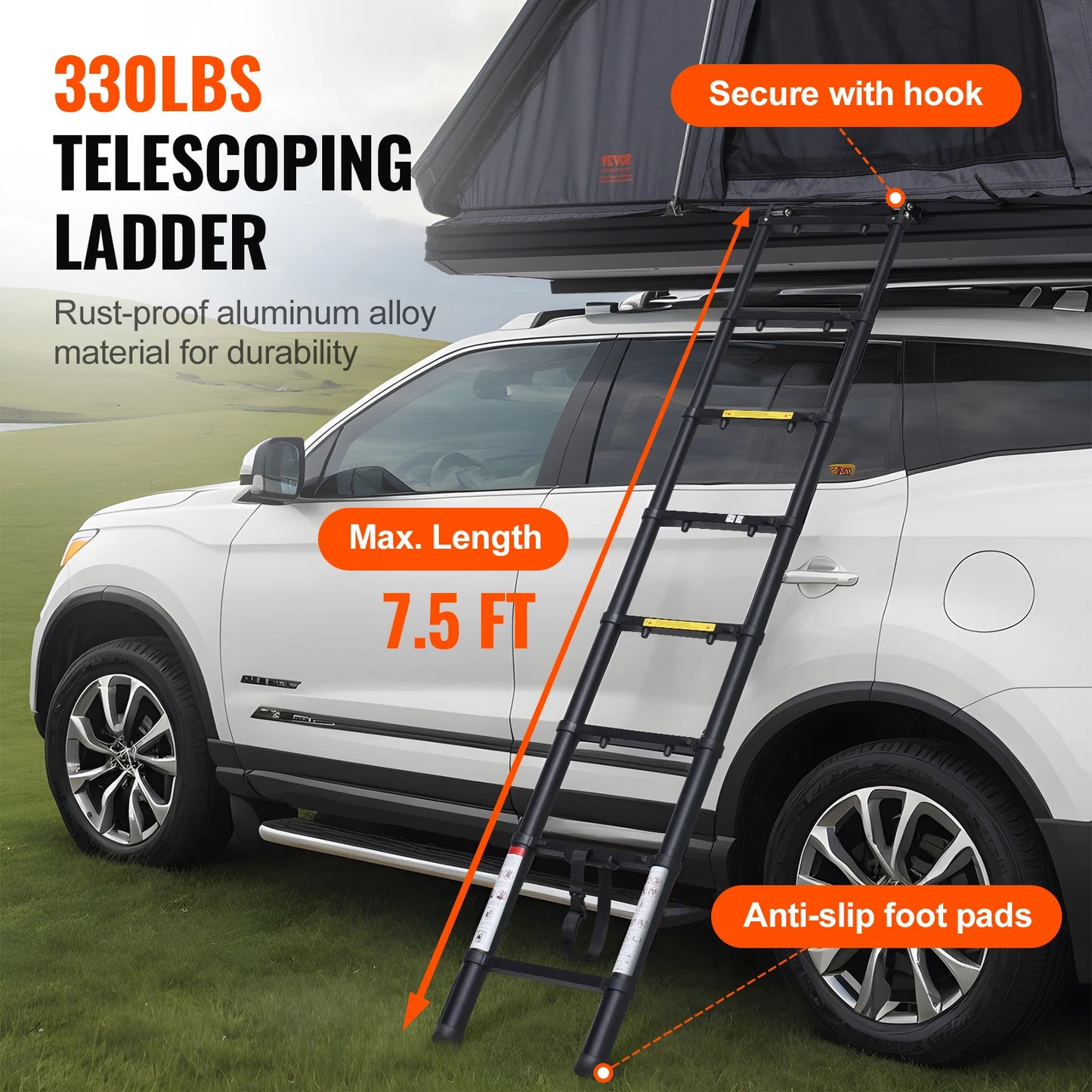 Ljustra Hard Shell Rooftop Tent with Ladder Waterproof for Jeep Van Truck