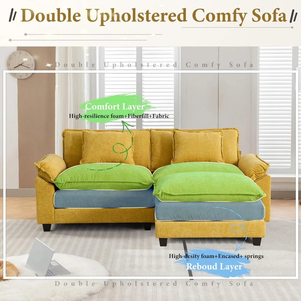 Modular L-Shape Chenille Sectional Sofa Couch w/ Ottoman Pillows for Living Room