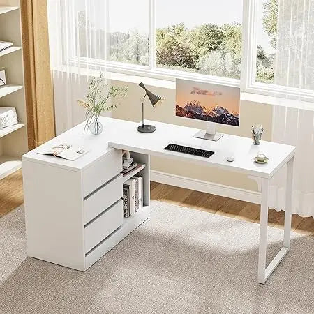 L-Shaped Computer Desk with Storage Modern Office Furniture