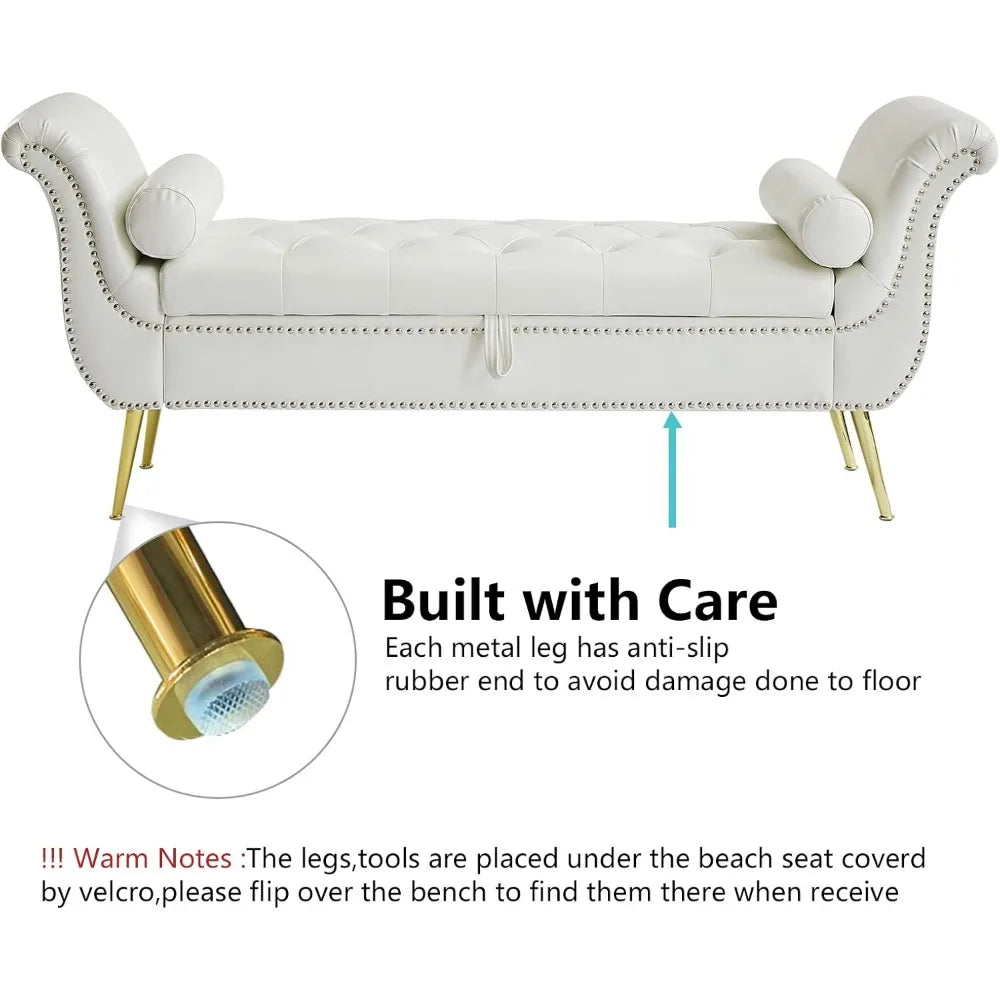 Ljustra PU Leather Storage Ottoman Bench 66.53" Modern End of Bed