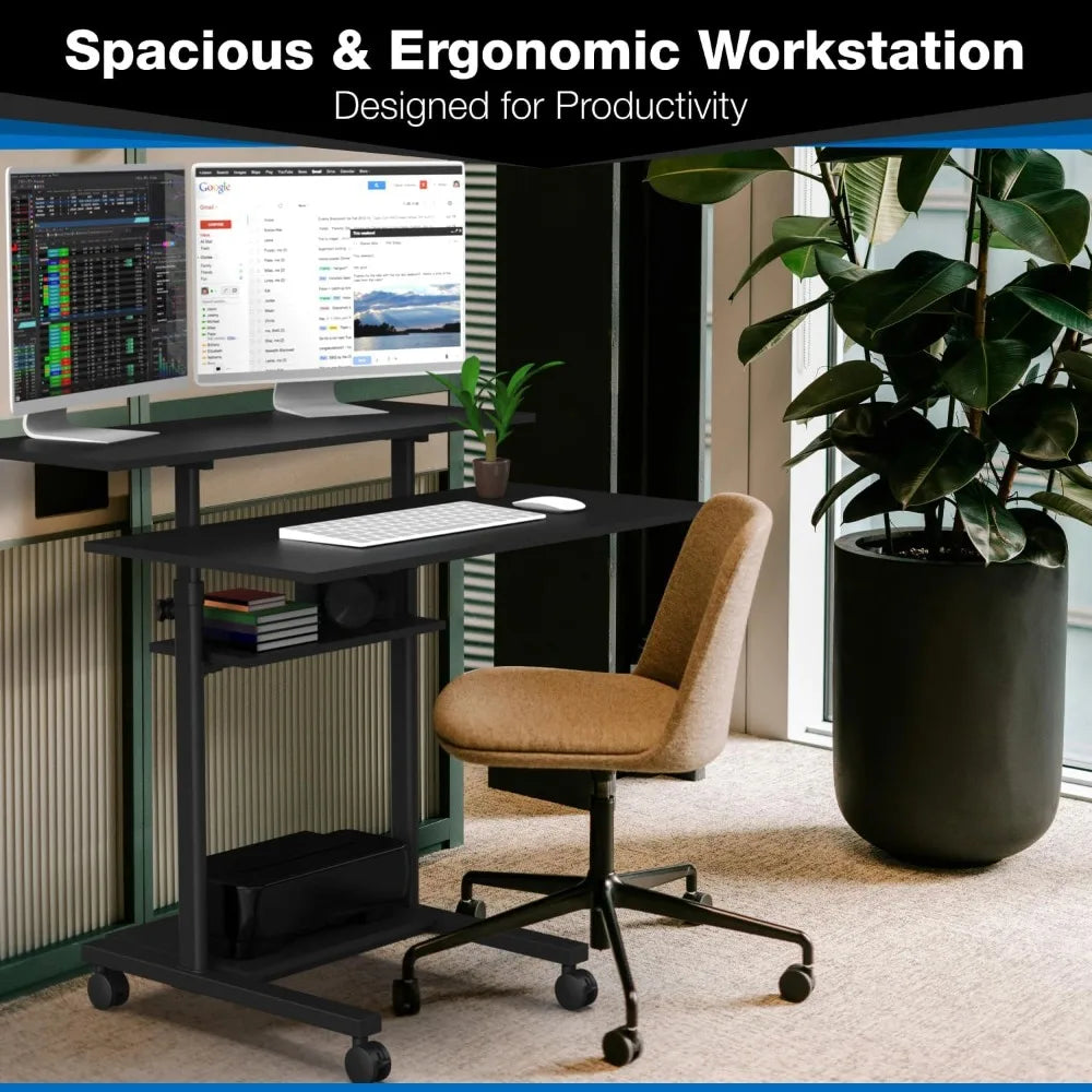 Ljustra Mobile Desk Workstation Height Adjustable Rolling Computer Desk