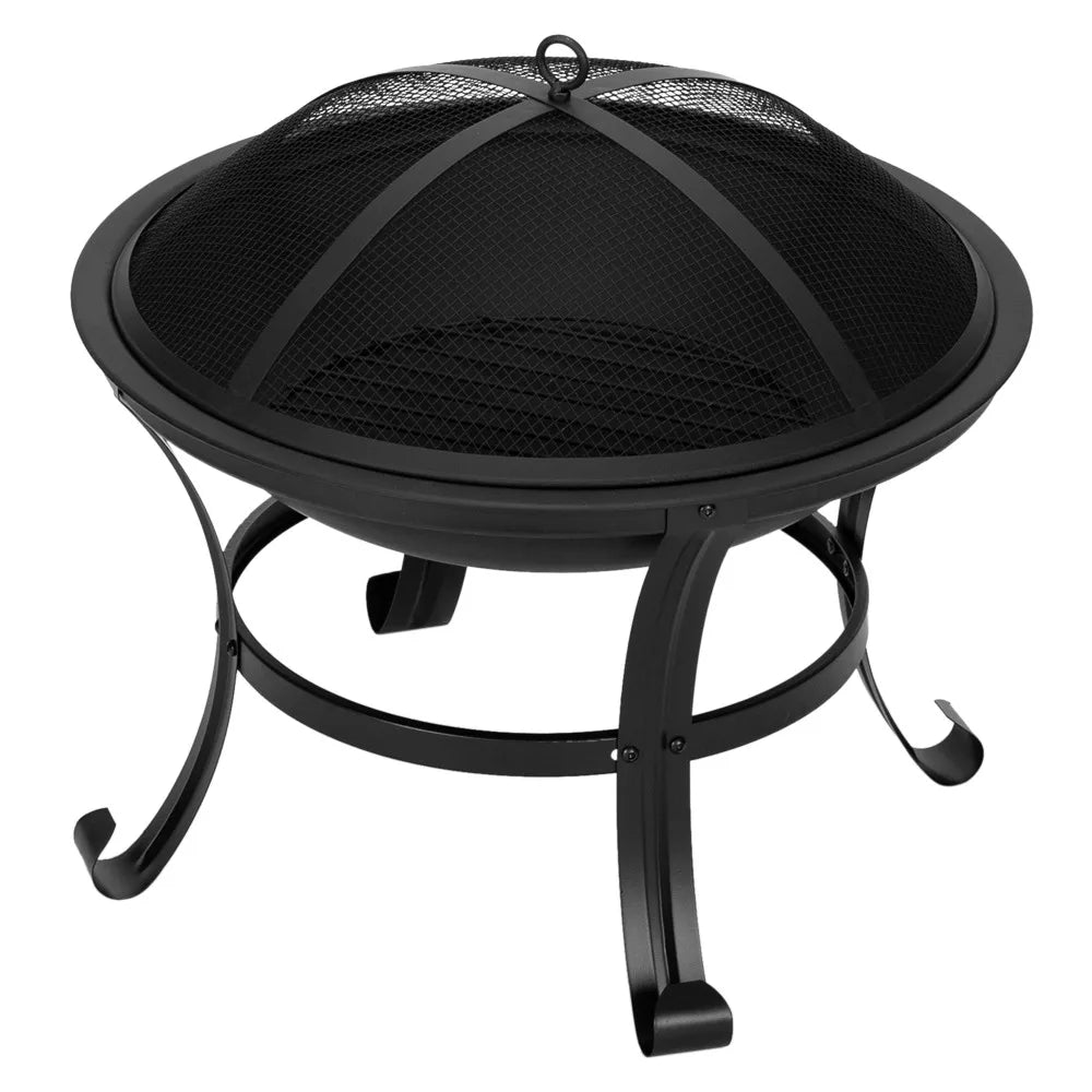 22 Inch Curved Feet Iron Brazier Wood Burning Fire Pit for Backyard