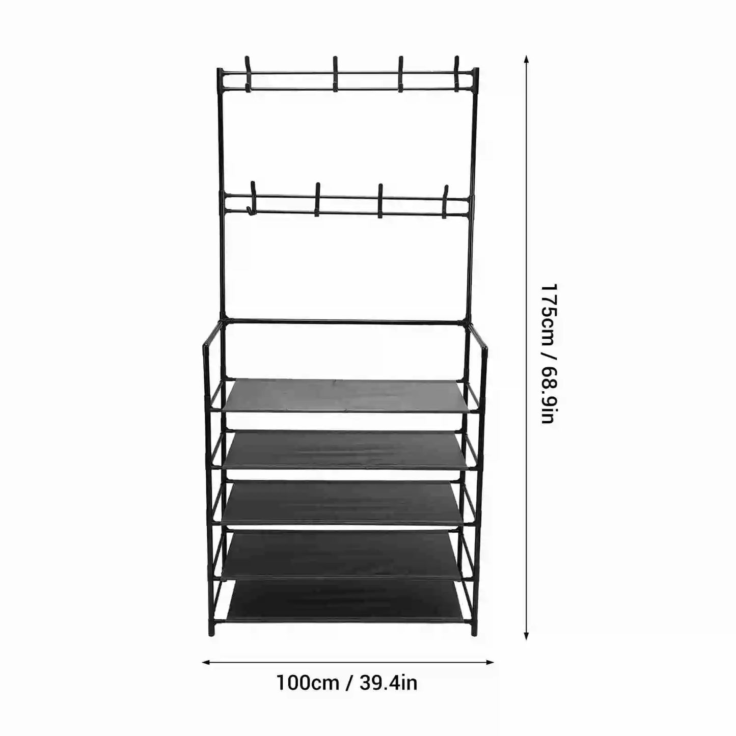 Modern Metal Coat Rack with Shoe Organizer for Hall Bedroom Storage