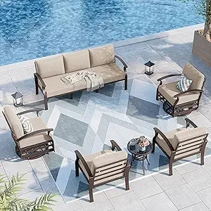 Ljustra Aluminum Patio Furniture Set 7-Seat Outdoor Conversation Set