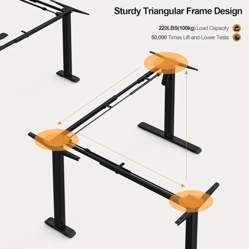 L Shaped Electric Height Adjustable Standing Desk 63x55 Inch Home Office