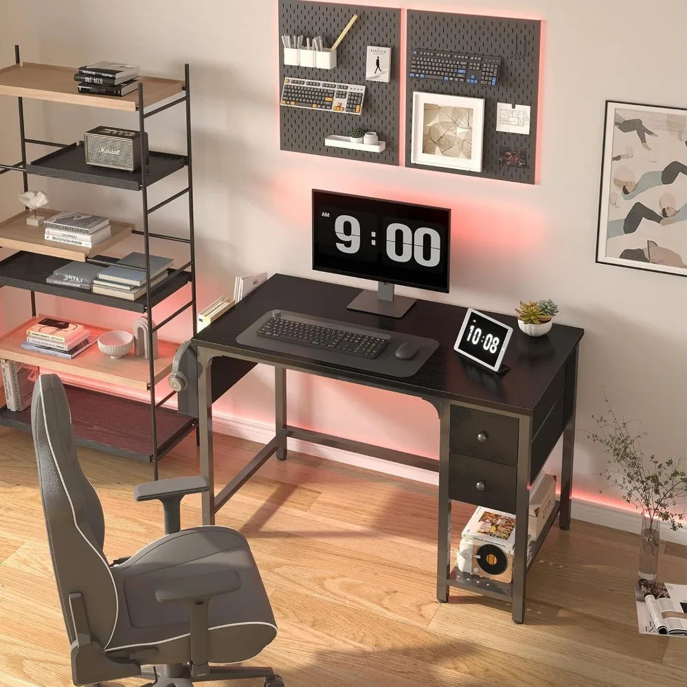 Compact Computer Desk with Drawers for Small Space Home Office Gaming